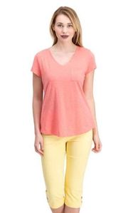 Maison Jules Pink V-neck Patch Pocket T-shirt XS