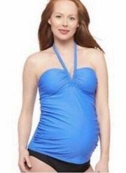 NWT Womens Liz Lange Maternity Halter Swim Tankini Top - Sz S