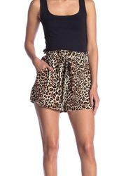 Know One Cares Paperbag Waist Leopard Print Shorts Size XL