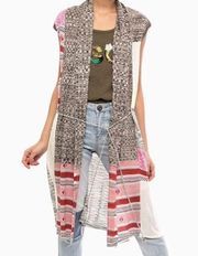 Desigual Patchwork Cardigan Vest Mencia Multicolor Knit Size Small NWT Women's