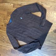 Vintage Polo Ralph Lauren Brown Cable Knit Sweater Womens Sz Small Crew Neck