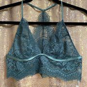 Free People  Green Jaded Maya Longline Lace Mesh Bralette Top, S NWT