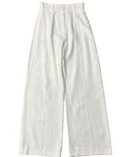 Wayf Size S Pintuck Pant Wide Leg White Trouser High Rise Women's Classic System