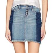 William Rast Tiff Denim Frayed-Hem Color Block Skirt