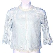 REVOLVE Heartloom Baby Blue Lace Retro Blouse size small