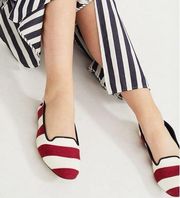 NWT MAXMARA Marisa red & cream striped ballet flat