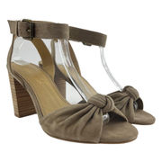 Splendid (7.5) Tan Beige Suede Leather Open Toe Ankle Strap Chunky Block Heels