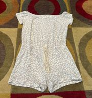 FATE White and Grey Short Sleeve Animal Print Leopard Romper Junior’s Size Large