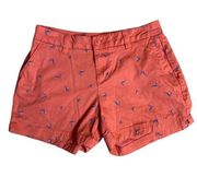 Magellan Women's Shorts Sz 2 Coral Sail Boat Print Chino