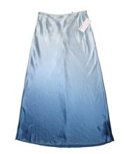 NWT Reformation Pratt in Blue Gradient Ombre Satin Silk A-line Midi Slip Skirt 2