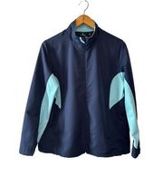 Tek Gear Navy & Aqua Blue Lightweight Athletic Workout Jacket—Size Medium