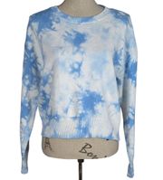 INTERMIX Celine Tie Dye Crewneck Sweater White and Blue Size Medium