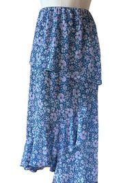 NWOT FREE PEOPLE ROMANCE ME TIERED MAXI SKIRT Blue Medium