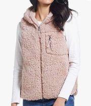 Original Weatherproof Vintage Rose Pink Teddy Full Zip Hooded Vest Size Large