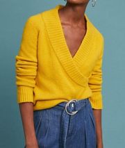 Anthropologie Ett Twa Womens Merino Wool Baby Alpaca Wrap Sweater Size M Yellow