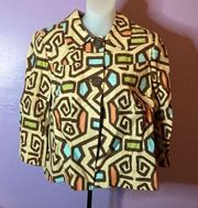 REQUIREMENTS Geo Pattern Button Down Brown Jacket Size 8