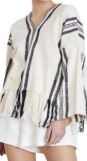 Apiece Apart Amelia Woven Long Sleeve Poncho Sweater Stripe Size US XS