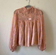 NWT French connection puff sleeves ruffle detail blouse size x small