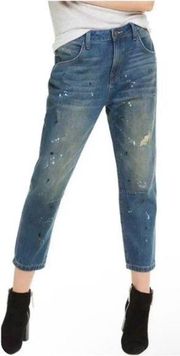 NWT Wildfox DaVinci Relaxed Loose Baggy Paint Splatter Crop Boyfriend Jeans