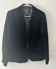 Style & Co. Blazer Jacket Velour Button Closure Long Sleeve Black Size 4