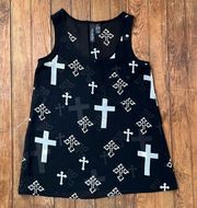 Fun and Flirt sheer Black swing style cross tank top size xs