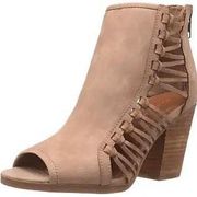 Francescas Tan Lace Side Peep Toe Booties