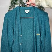 Izod Lacoste | women green cardigan button down sweater vintage style