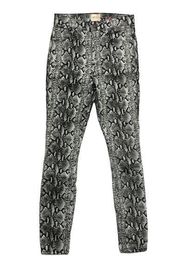 Alice + Olivia Womens Size 25 Black White Snakeskin Print Button Skinny Jeans