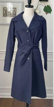 Anthropologie Sitwell Dark Blue Cotton Trench Coat 12