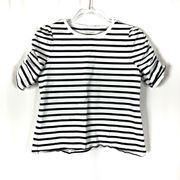 Kate Spade | Navy & White Stripe Ruched Short Sleeve M