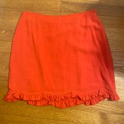 Orange Ruffle Mini Skirt