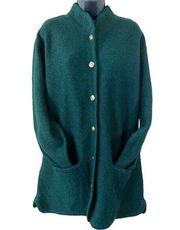 Vintage Herman Geist Hunter Green Wool Cardigan Sweater