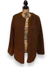 Max Studio Teddy Jacket Coat Women’s Size Medium Brown, EUC