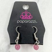 Paparazzi Pink Beaded Silver Tone Dangle Earrings Pierced Pair