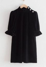 & Other Stories Black Velvet Puff Sleeve Dress 6