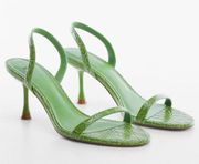 Mango Heel Croc-Effect Sandals Green Size 39 or 8.5