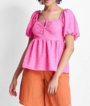 Future Collective Square Tie Neck Top Blouse bubblegum Pink Size medium