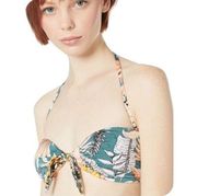 NEW Bikini Lab Tropical bandeau bikini top, Teal, Medium