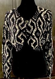 black/wht crop cardigan sweater. Size medium