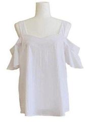 The Impeccable Pig Top Blouse White Off The Shoulder Short Sleeve Top Medium NWT