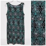 JM Collection Plus Size Black Teal Knee Length Dress Size 1X