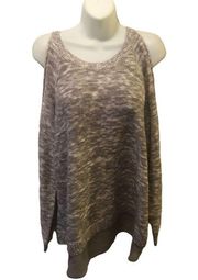 Torrid Grey Knit 2FER Cold Shoulder Sweater Size 1 Marled Gray