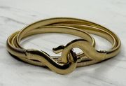 Vintage Hook Buckle Gold Tone Coil Stretch Cinch Belt Size Small S Womens