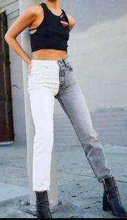 Revice Grey And White Two Toned Jeans 