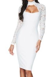 Nookie Lady Lace Long Sleeve Midi - White