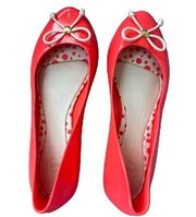 Mel by melissa shoes red ballerina flats with bow ties Sz 6