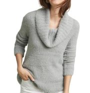Ettwa Anthro Fuzzy Eyelash Knit Sweater Stretchy Oversized Cowlneck Womens Small