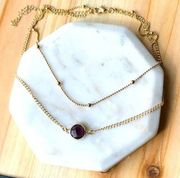 Gold Layer Necklace Jewelry Amethyst Purple Jewel Boho Women Accessory NEW