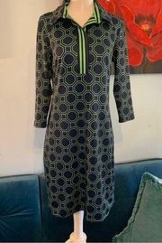 Ladies GRETCHEN SCOTT Green & Blue Geometric Print Dress XS X-Small