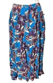 Garnet Hill pull on blue floral maxi skirt